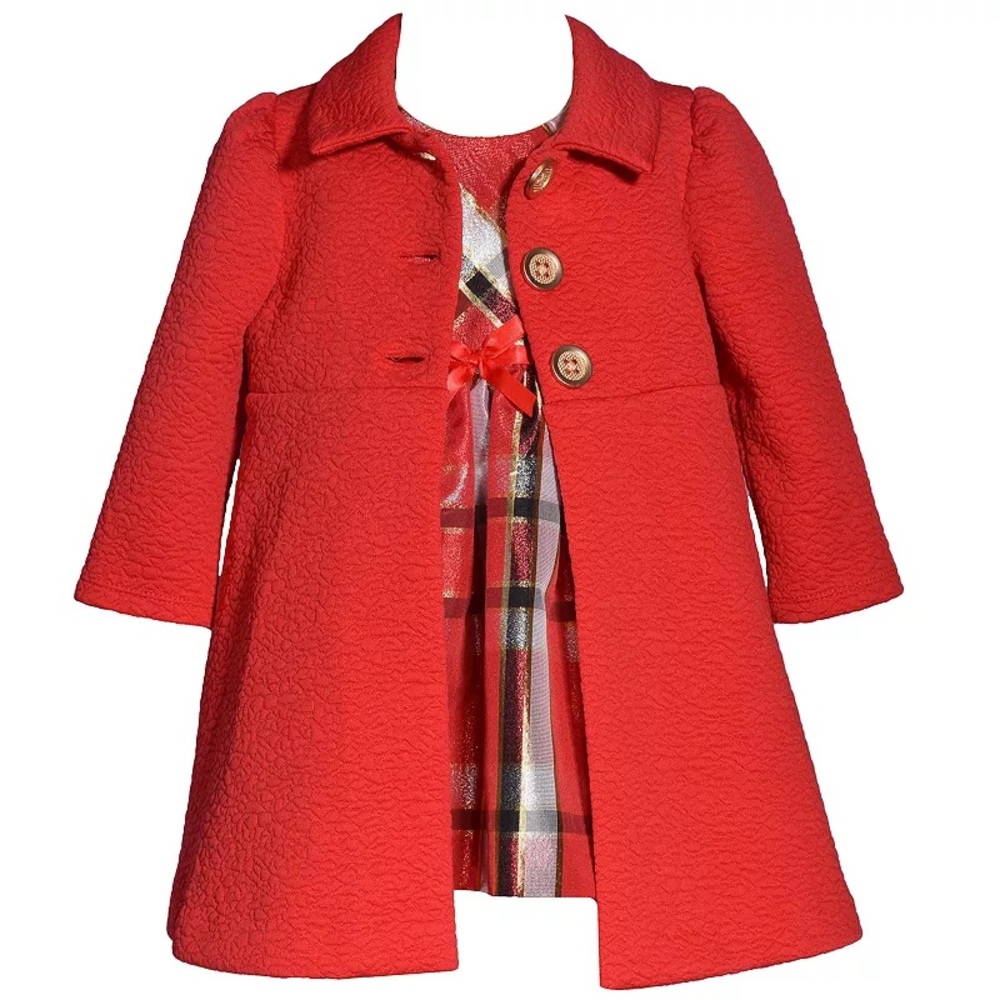 Baby & Toddler Girl Bonnie Jean Plaid Dress & Coat Set